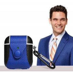 Soft TPU Leather Protective Case Cover for Apple Airpods 2 / 1 (Blue)